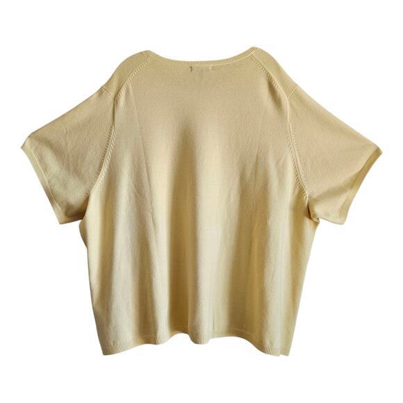 LANDS END Women Plus 5X 32 34 Sweater Butter Yellow Short Sleeve Bust 58" NWOT - Picture 6 of 6